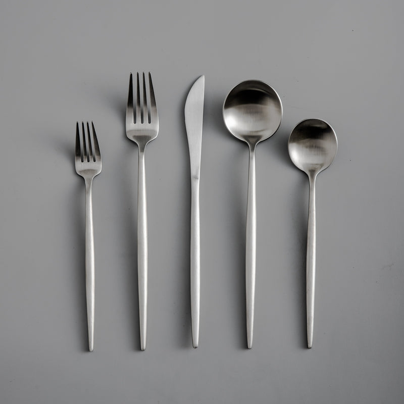 Stainless Steel Flatware Set – Matte Finish 5-Piece Place Settings for Everyday & Formal Dining | Thomler