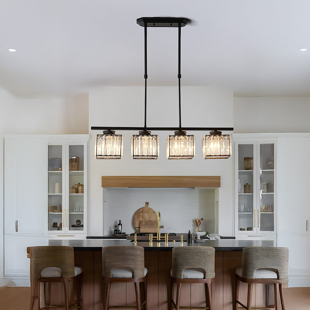 Pendant Light Glass 80.0 cm Black Adjustable Kitchen Island Dining Room Hanging Ceiling Lamp E27 Modern Scandinavian | Thomler