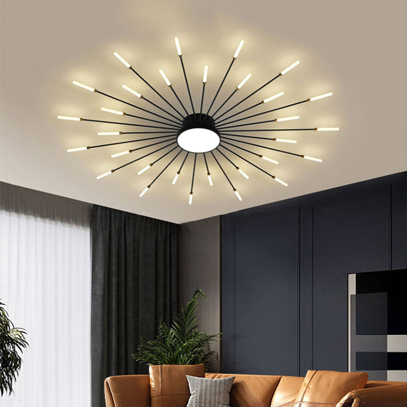 Starburst Dimmable LED Ceiling Light Flush Mount Black Gold Metal Acrylic Indoor Modern Fixture for Bedroom Living Room Dining Room | Thomler