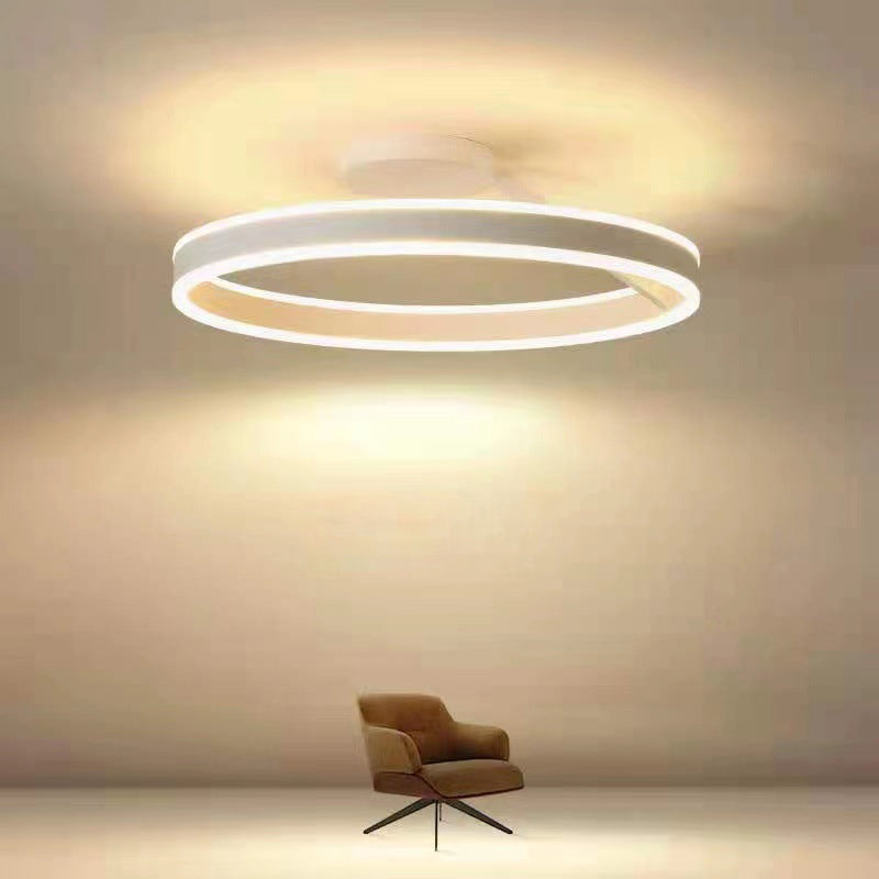 Ceiling Lamp Metal Ring LED 50.0 cm Black White Living Room Bedroom Dimmable Modern Flush Mount Light Fixture | Thomler