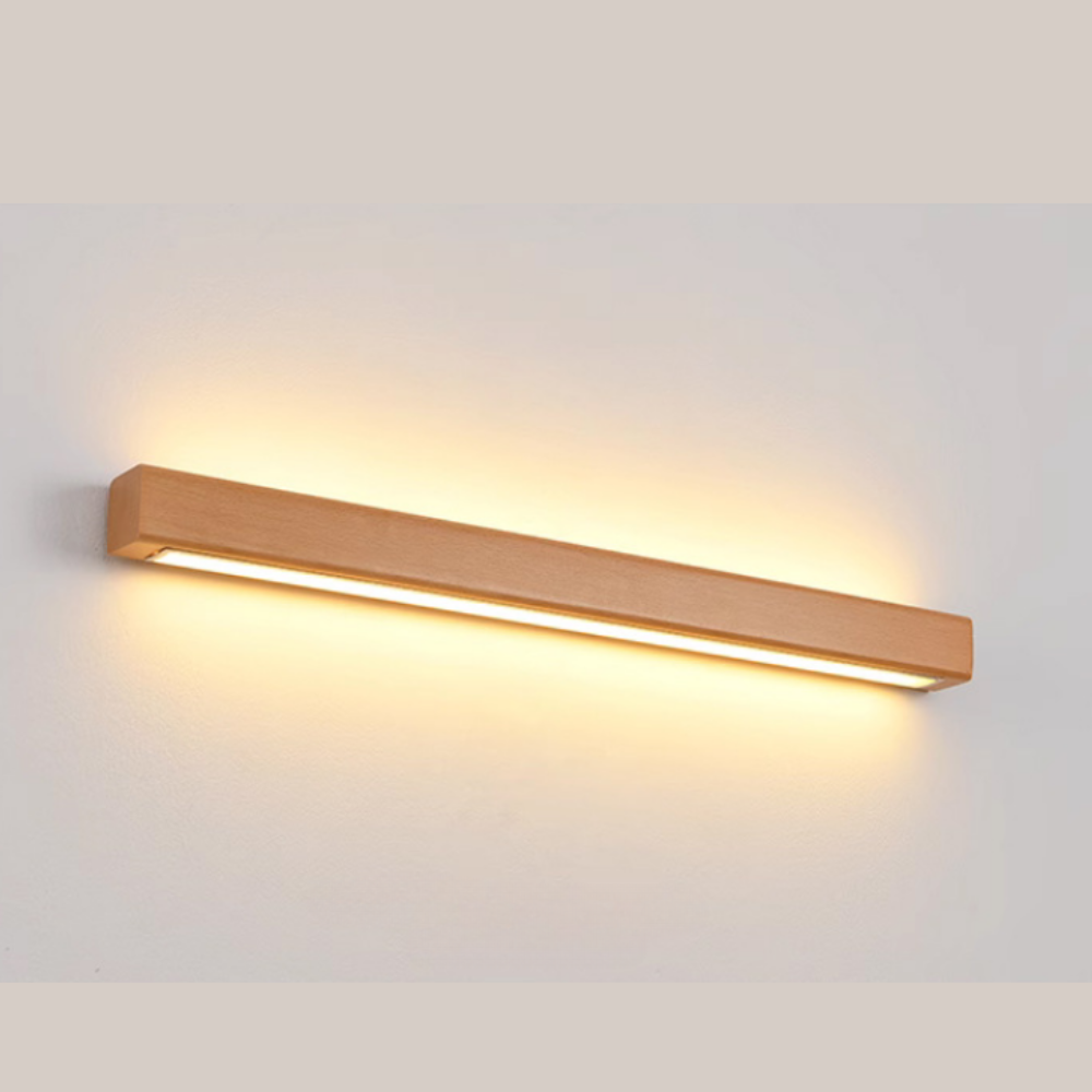 Rectangular Wood LED Wall Sconce with Acrylic Shade for Bedroom & Living Room | Modern Minimalist Mirror Light | Thomler