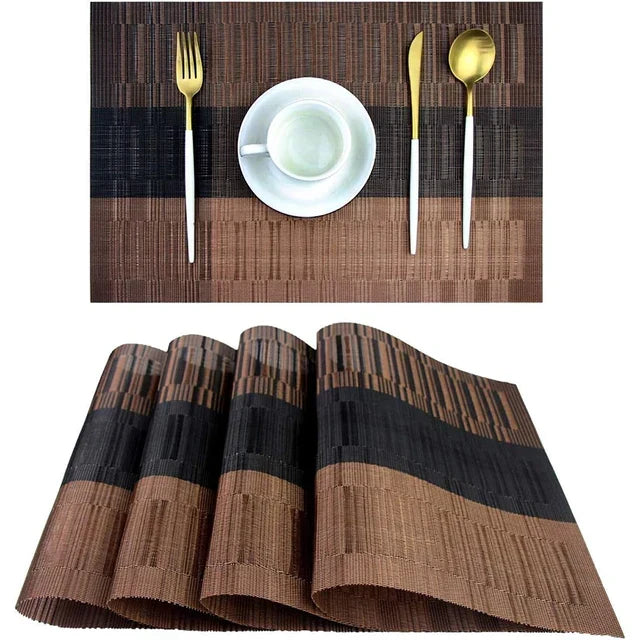 Machine-Washable PVC Placemats Set of 4 Heat-Resistant Non-Slip Table Mats for Dining Kitchen Dinner Parties | Thomler