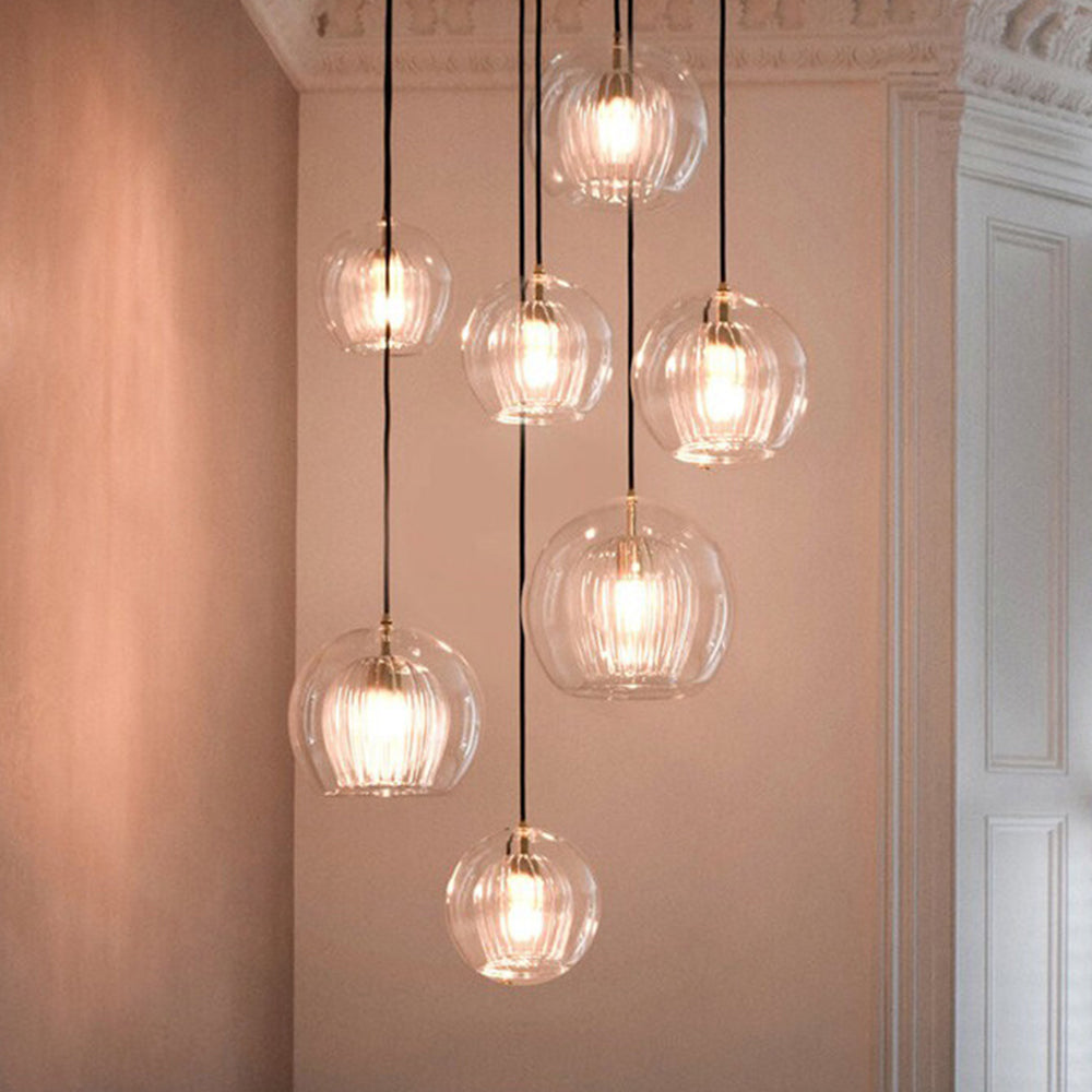 Spherical Glass Hanging Light with Metal Mount for Dining Room & Bedroom Ambient Lighting | Thomler