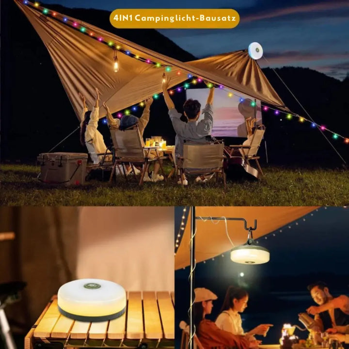 Camping Lamp ABS 11.6 cm Black Outdoor Lighting Lantern Flashlight RGB String Light Power Bank Rechargeable | Thomler
