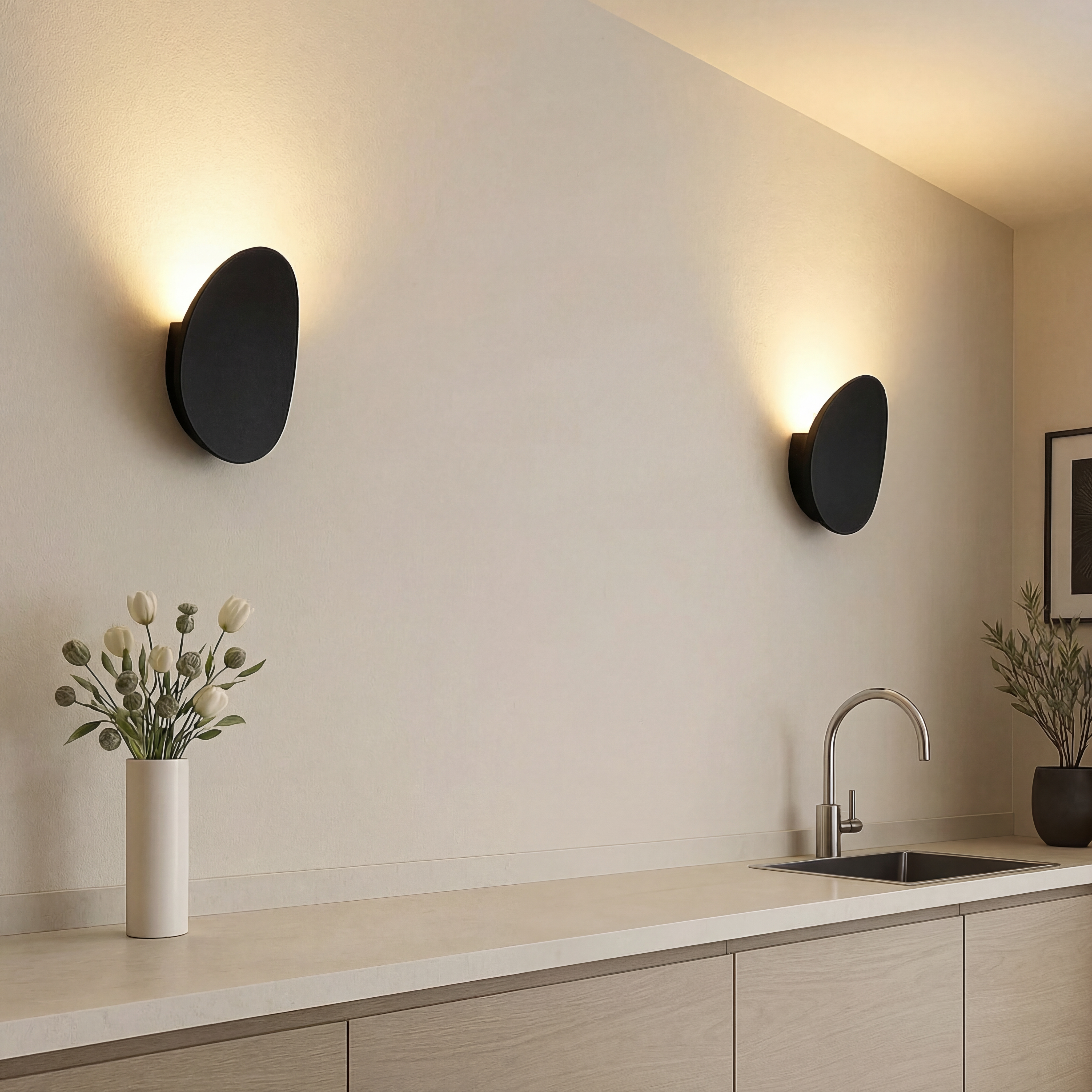 Wall Lamp Metal LED Warm Light Black Interior Hallway Bedroom Ambient Lighting Set Of 4 | Thomler
