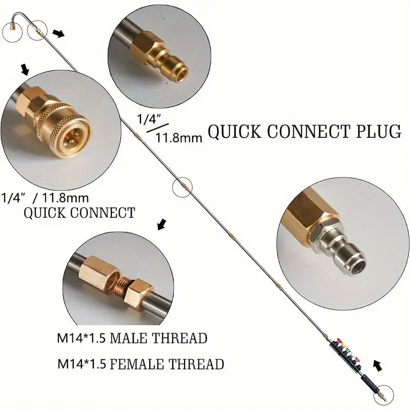 Extendable Pressure Washer Wand Kit 4000 PSI with Angled Nozzle for Gutters Siding Second Story Home Exterior | Thomler