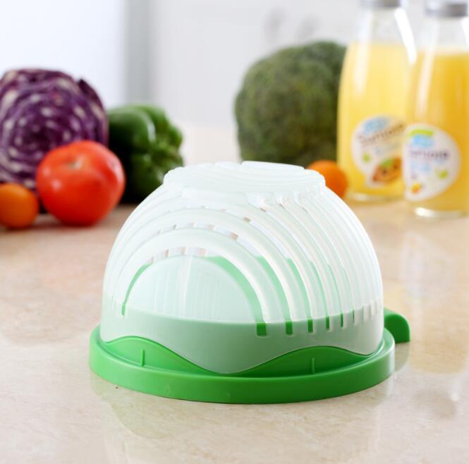 Vegetable Chopper Bowl with Built-In Blade Strainer for Quick Meal Prep Kitchen Salad Maker Dual Function Cutting and Draining | Thomler