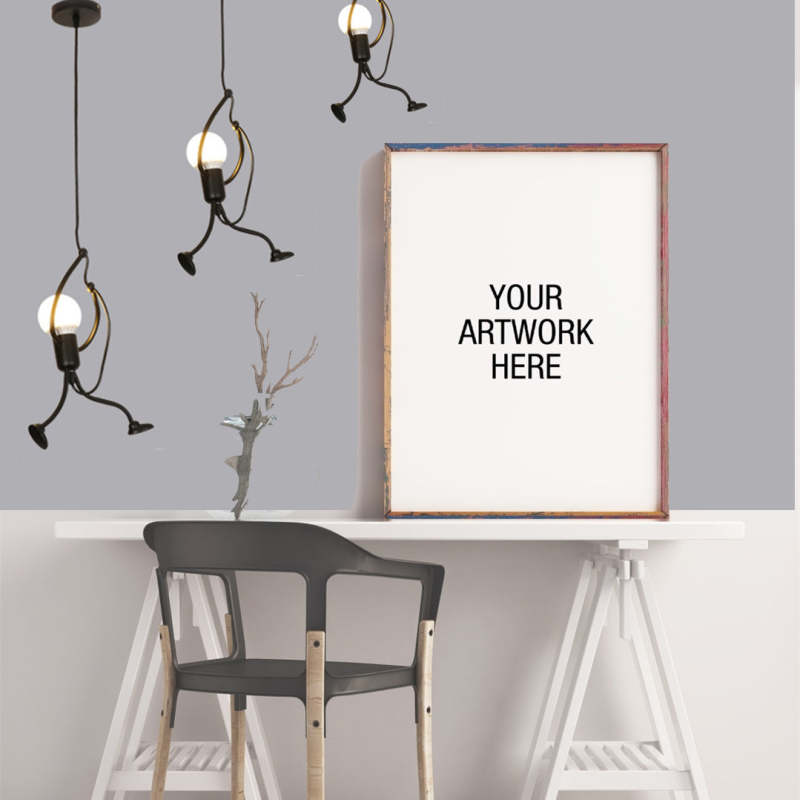 Superhero Silhouette Metal Pendant Light with Adjustable Cable & LED Bulbs | Thomler