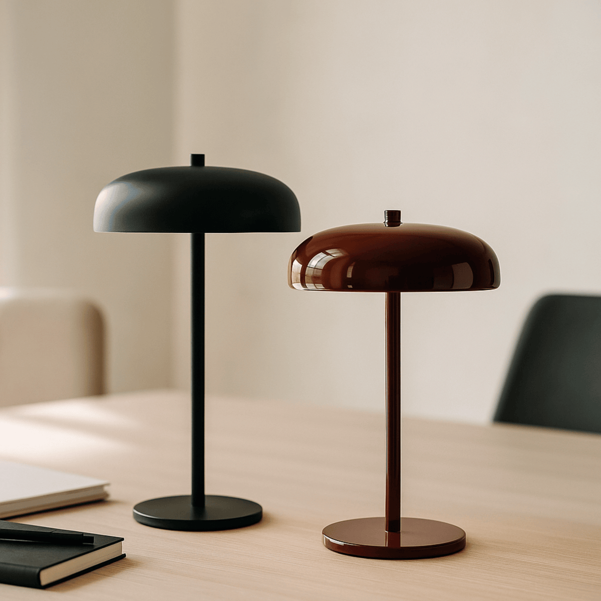 Cordless LED Desk Lamp with Touch Dimmer – Handcrafted Metal Base, Rechargeable Battery, Portable Accent Light for Bedroom Office Living | Thomler