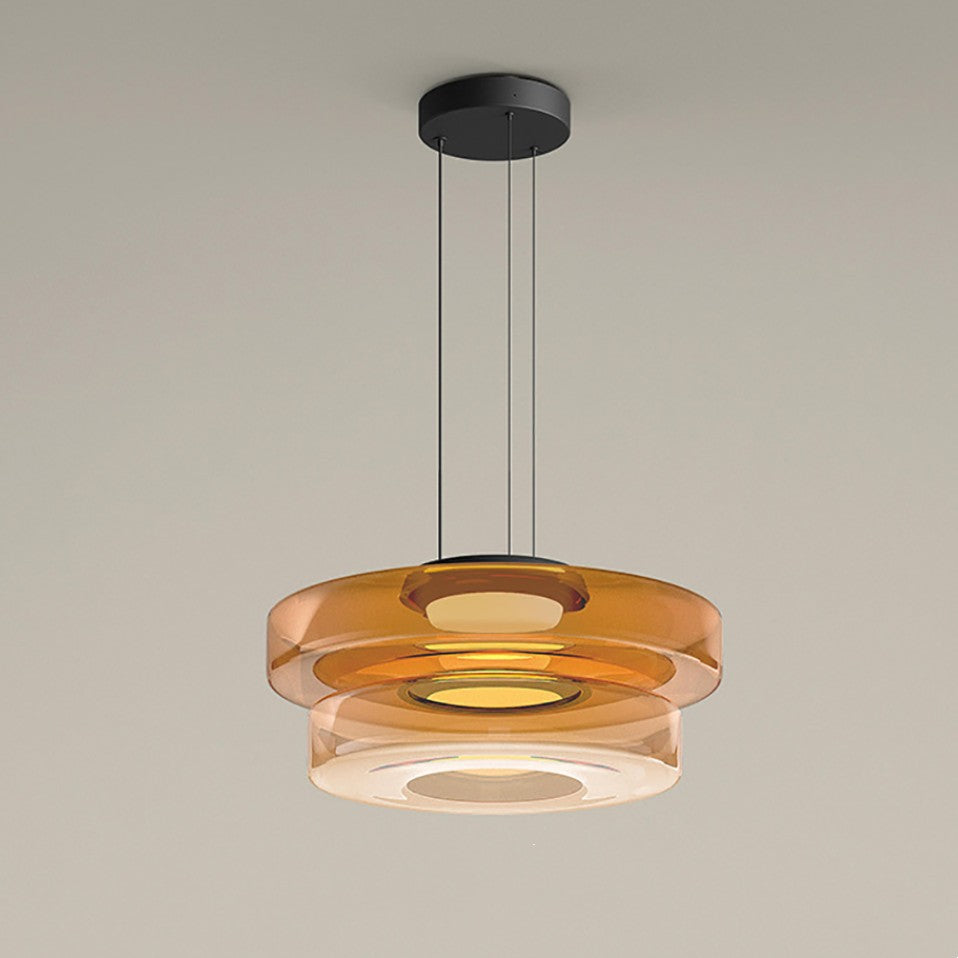 Multi-Tier Glass Pendant Light with Adjustable Cable for Kitchen & Dining Room | Modern LED Ceiling Fixture | Thomler