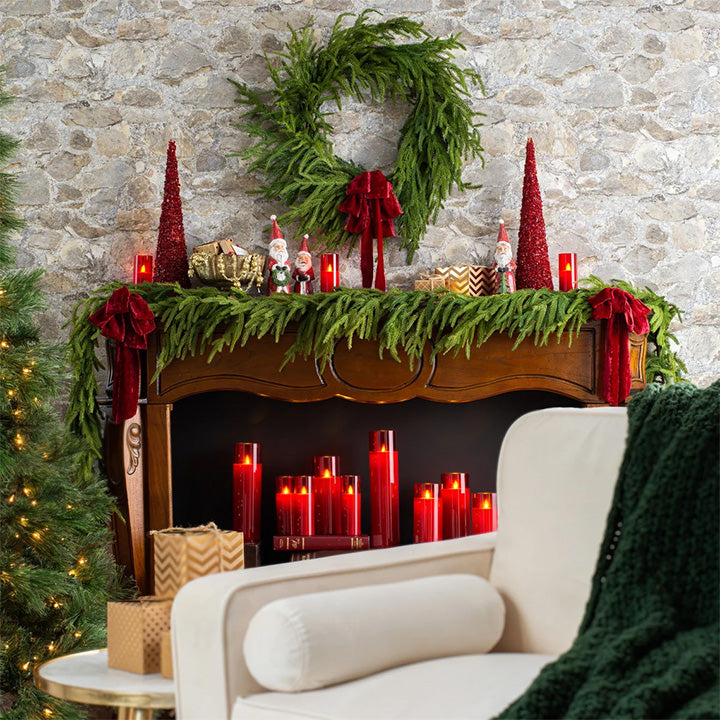 Bendable Evergreen Pine Garland - Realistic Needles, Dense Foliage, Customizable Shape for Mantel, Banister & Door Decor, 4-9 ft | Thomler
