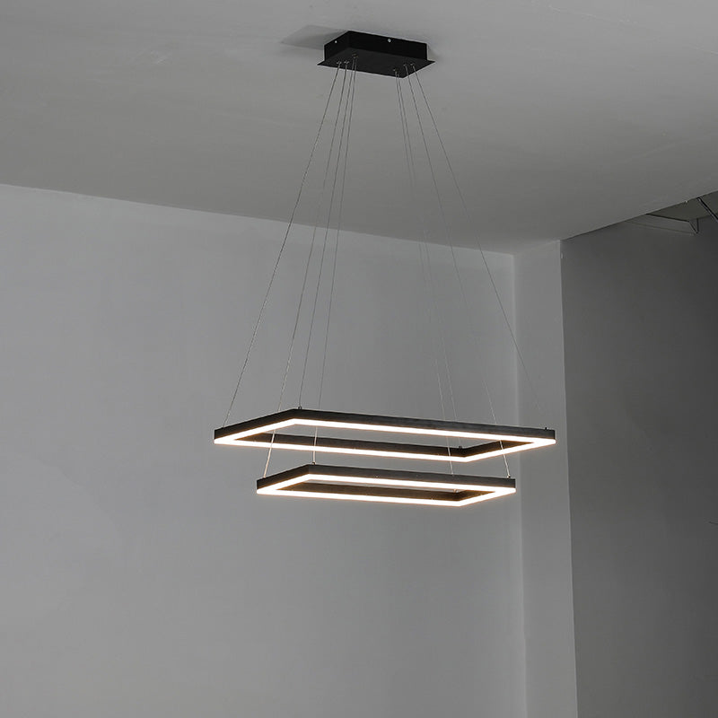 Chandelier Metal Integrated LED 47 in Adjustable Black Living Room Dining Room Pendant Light | Thomler