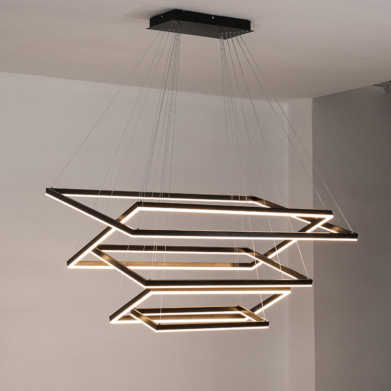 Chandelier Metal Integrated LED 47 in Adjustable Black Living Room Dining Room Pendant Light | Thomler