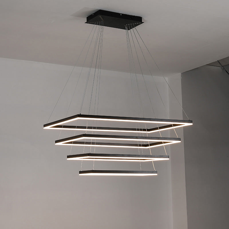 Chandelier Metal Integrated LED 47 in Adjustable Black Living Room Dining Room Pendant Light | Thomler