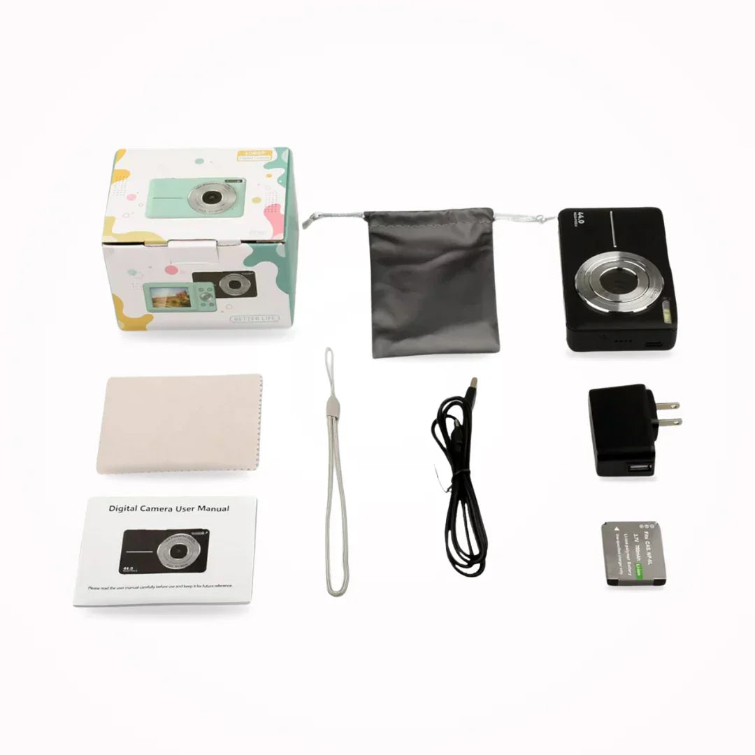 Compact Digital Camera 1080p Video HD Photos Retro-Inspired Point-and-Shoot with Auto Brightness Instant Playback for Travel Parties | Thomler