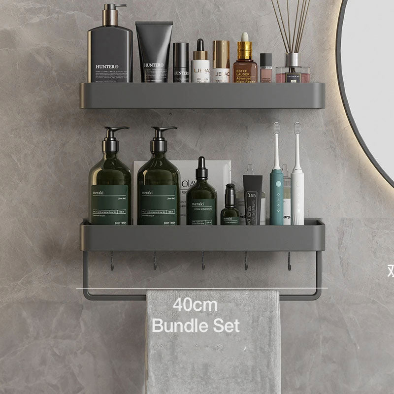 Wall Shelf Metal 30.0 cm Grey Bathroom Storage Rack Compact Shower Organiser Shelf Minimalist Modern Bathroom Accessories | Thomler