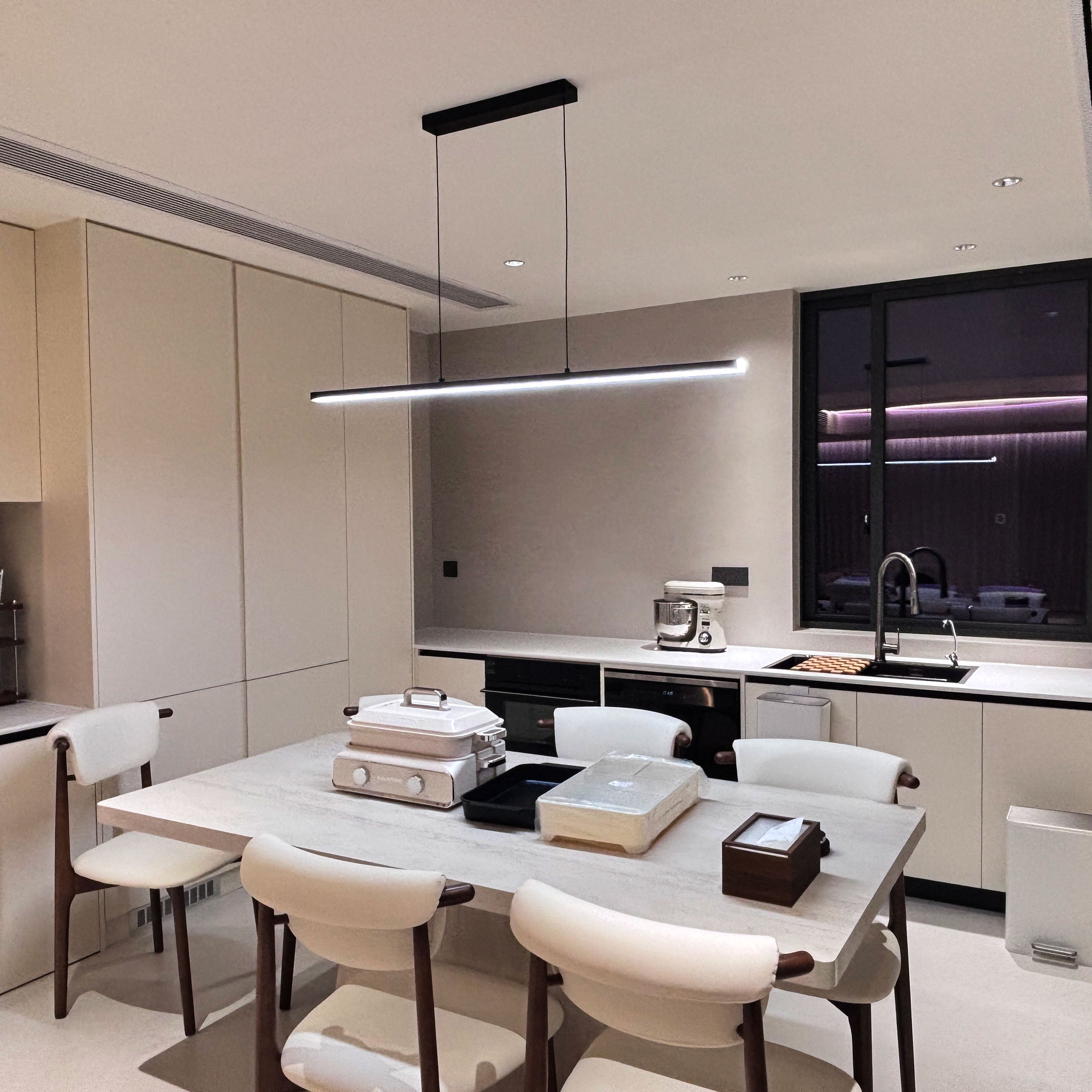Linear Pendant Light Metal 39 in Adjustable Kitchen Island LED Warm White 3000K-6000K Modern Dining Room Hanging Lamp | Thomler