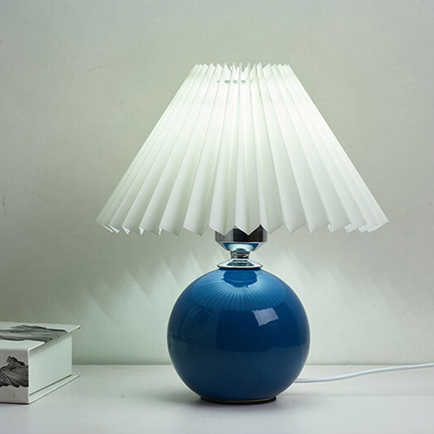 Table Lamp Ceramic 11 in x 9.5 in Modern Bedside Living Room Study LED E26 Fabric Shade | Thomler