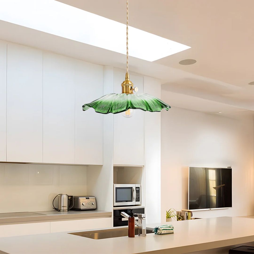 Pendant Light Ribbed Glass 28.0 cm Deep Red Dining Room Kitchen Island Hanging Ceiling Lamp Vintage E27 Adjustable Cord | Thomler