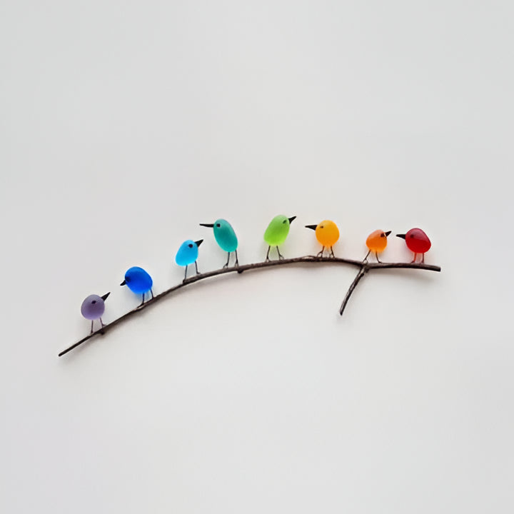 Handcrafted Ocean Glass Bird Wall Art with Driftwood for Coastal Home Decor, Beach House Artwork, Nautical Wall Hangings | Thomler