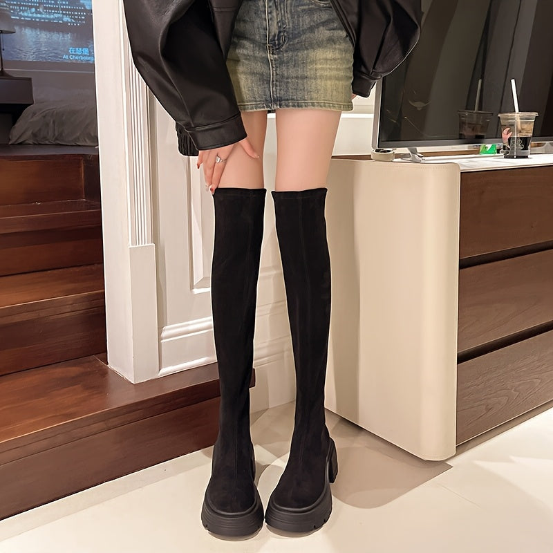 Thigh-High Stiletto Boots with Round Toe for Women – Year-Round Fashion | Thomler