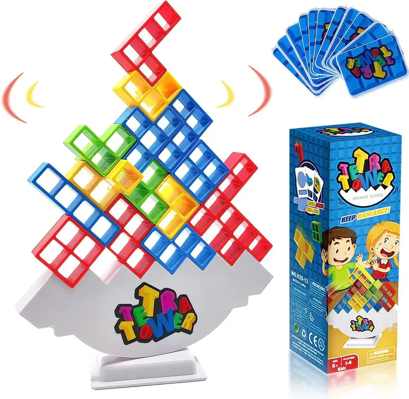 Stacking Block Balance Game with Tetris-Style Pieces for Family Game Night, Party Entertainment & Skill Building | Thomler