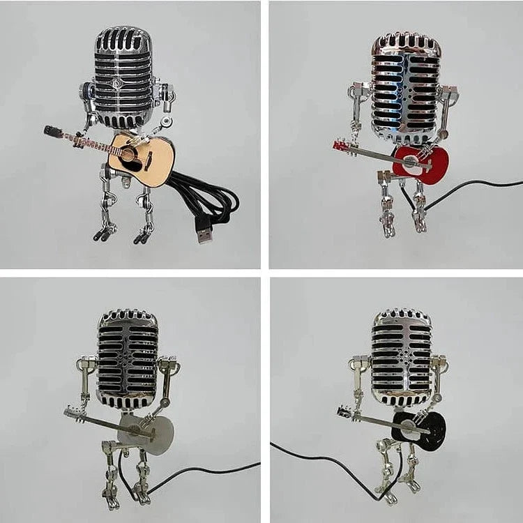 Articulated Metal Robot Desk Lamp with Miniature Guitar Accent for Music Rooms and Home Studios | Thomler