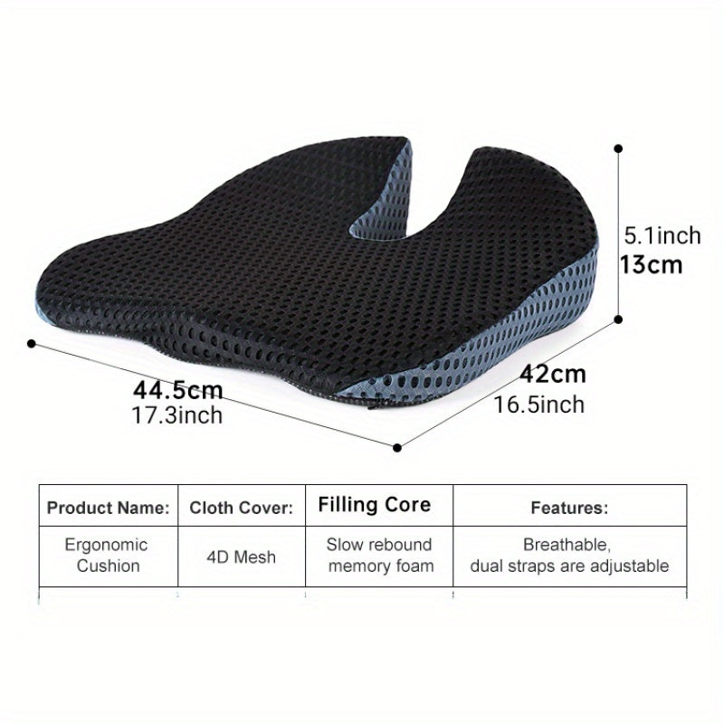 Triangular Car Seat Cushion with Memory Foam Support for Tailbone Relief & Posture Correction | Breathable Mesh Cover | Non-Slip Base for | Thomler