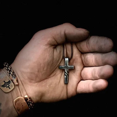 Artisan Cross Pendant Necklace with Adjustable Leather Cord for Men & Women | Handcrafted Religious Jewelry | Faith Gift | Thomler