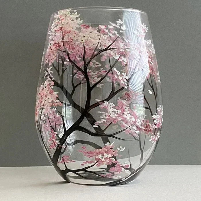 Hand-Painted Seasonal Tree Wine Glasses – Artisan Stemware with Four Seasons Design for Home & Gift | Thomler