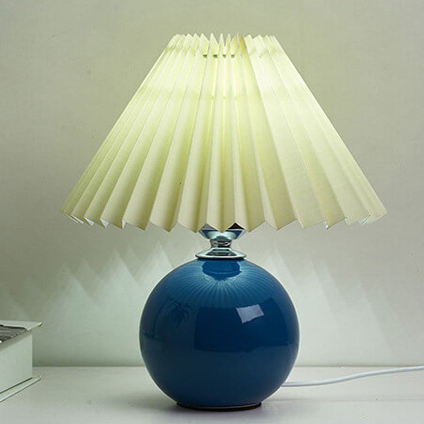Table Lamp Ceramic 11 in x 9.5 in Modern Bedside Living Room Study LED E26 Fabric Shade | Thomler