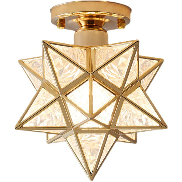 Ceiling Light Metal Star Design E27 20.0 cm Gold Hallway Bedroom Geometric Flush Mount Lighting | Thomler