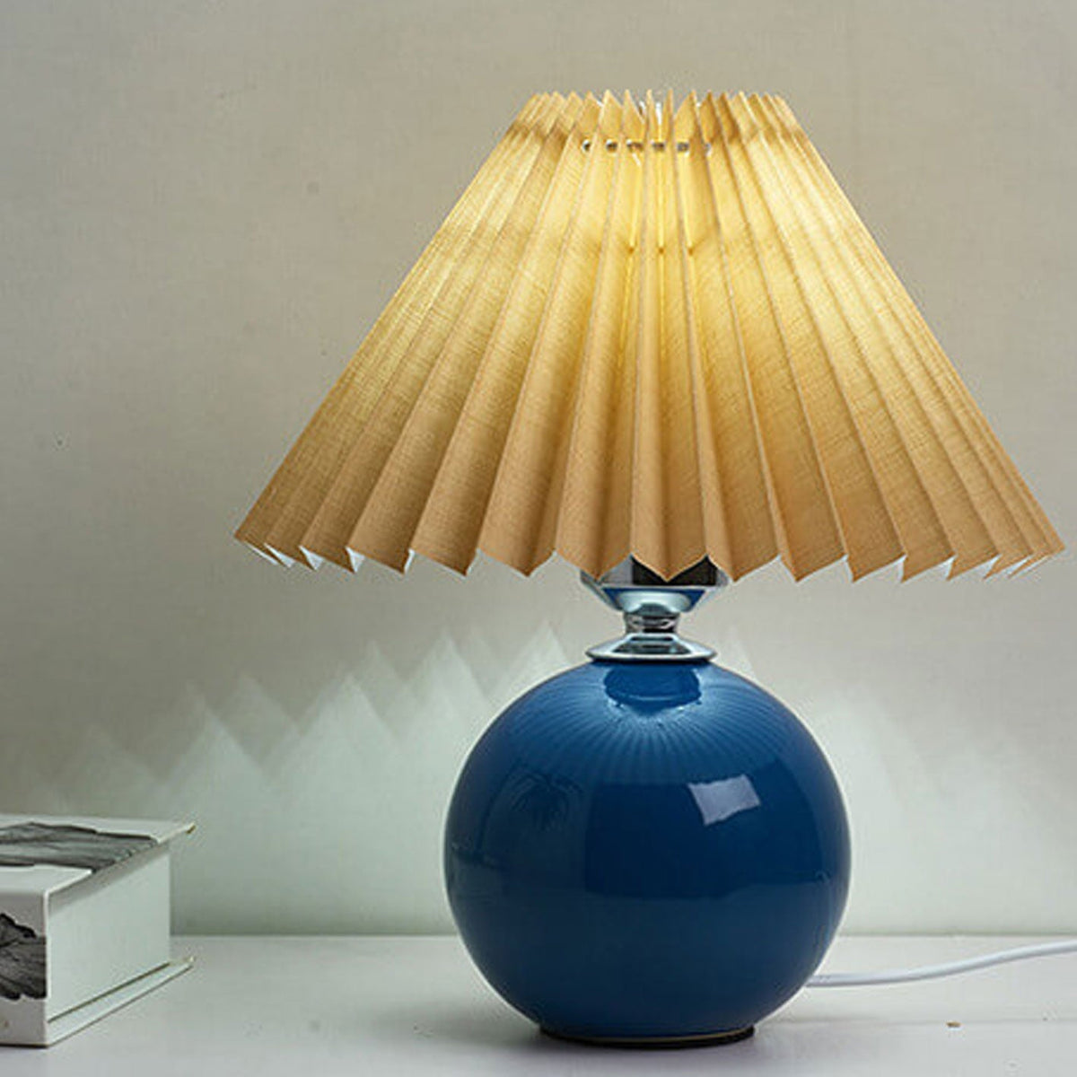 Ceramic Table Lamp with Fabric Shade – Modern Accent Lighting for Bedroom, Living Room & Home Office | Thomler