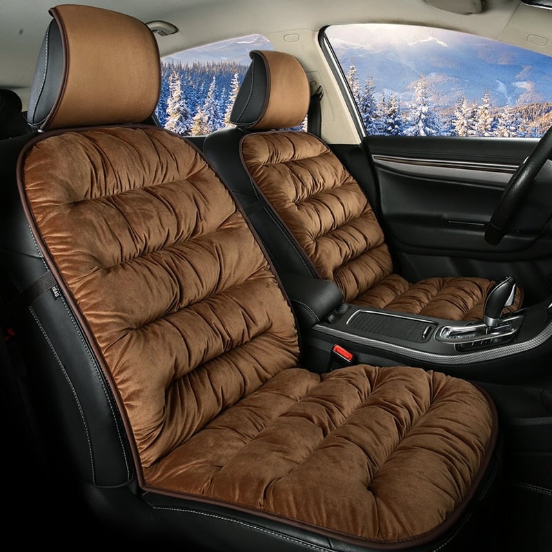 Plush Quilted Auto Seat Protector Pad with Headrest Cover Gray Beige Coffee Black for Front Bucket Seats SUV Truck | Thomler