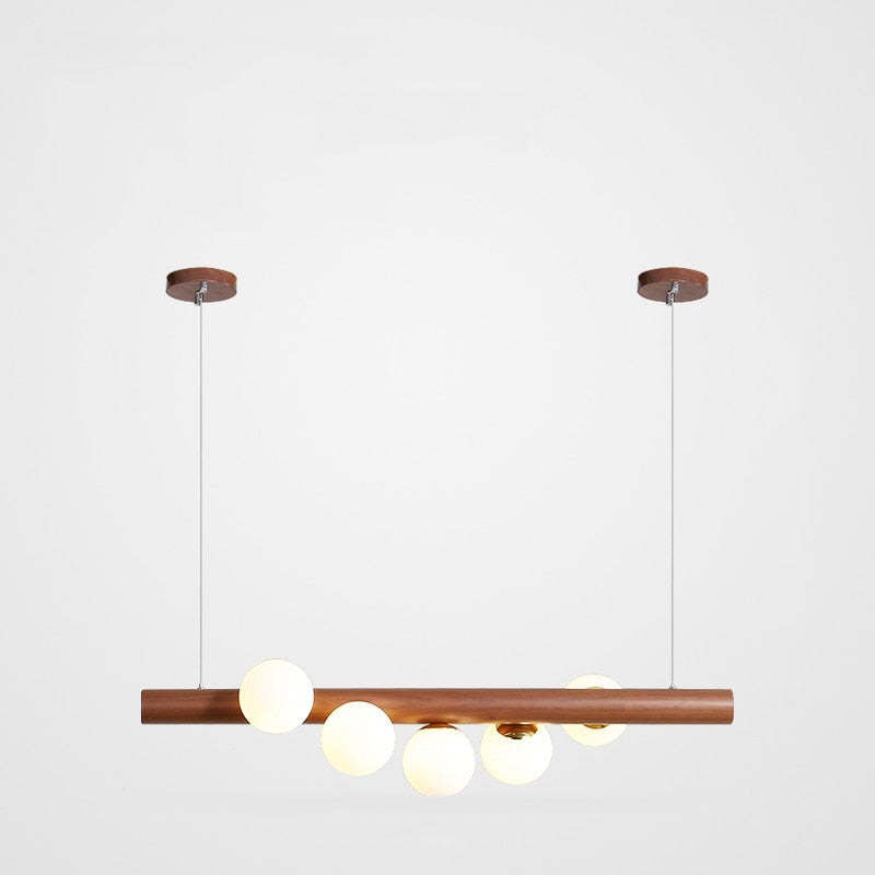 Bubble Glass Pendant Light with Wood Canopy – Modern Orb Ceiling Fixture for Dining Room & Living Room | Thomler