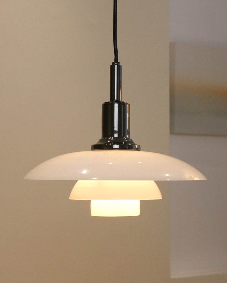 Pendant Light Glass 28.0 cm White Dining Room Scandinavian Hanging Ceiling Lamp Adjustable Cord E27 Soft Ambient Lighting | Thomler