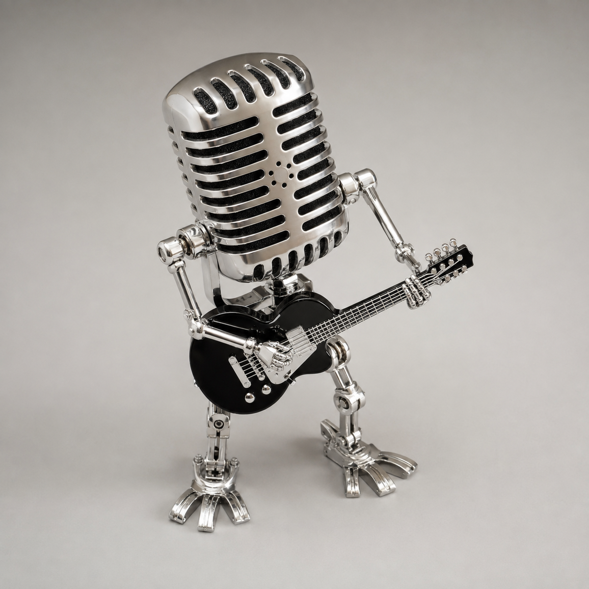 Metal Robot Figure Desk Lamp with Guitar & Adjustable Light for Bedroom Nightstand | Thomler