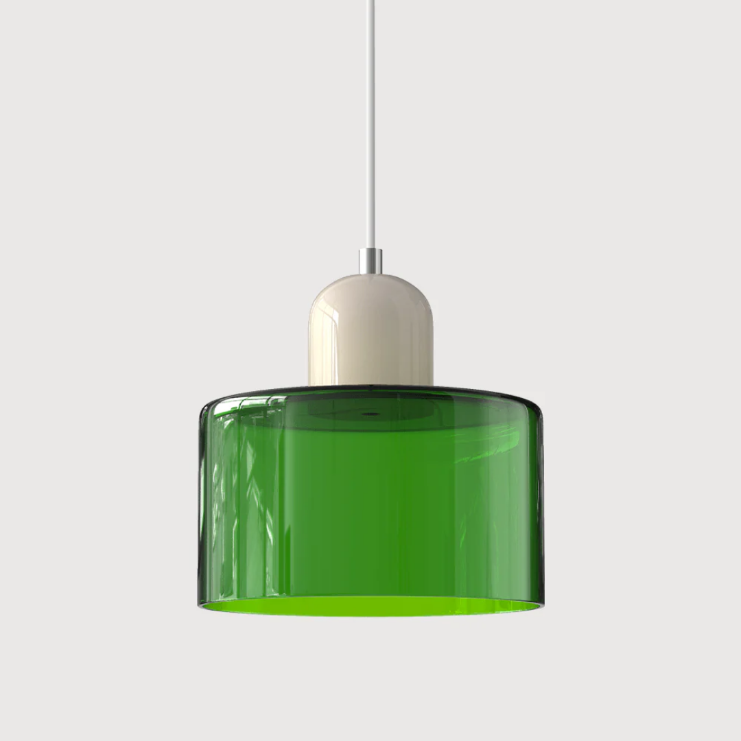 Mid-Century Glass Pendant Light – Adjustable Drop Ceiling Fixture with Colorful Dome Shade for Kitchen Island, Dining Room & Reading Nook | Thomler