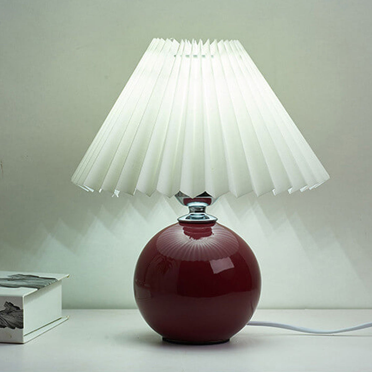 Ceramic Table Lamp with Fabric Shade – Modern Accent Lighting for Bedroom, Living Room & Home Office | Thomler