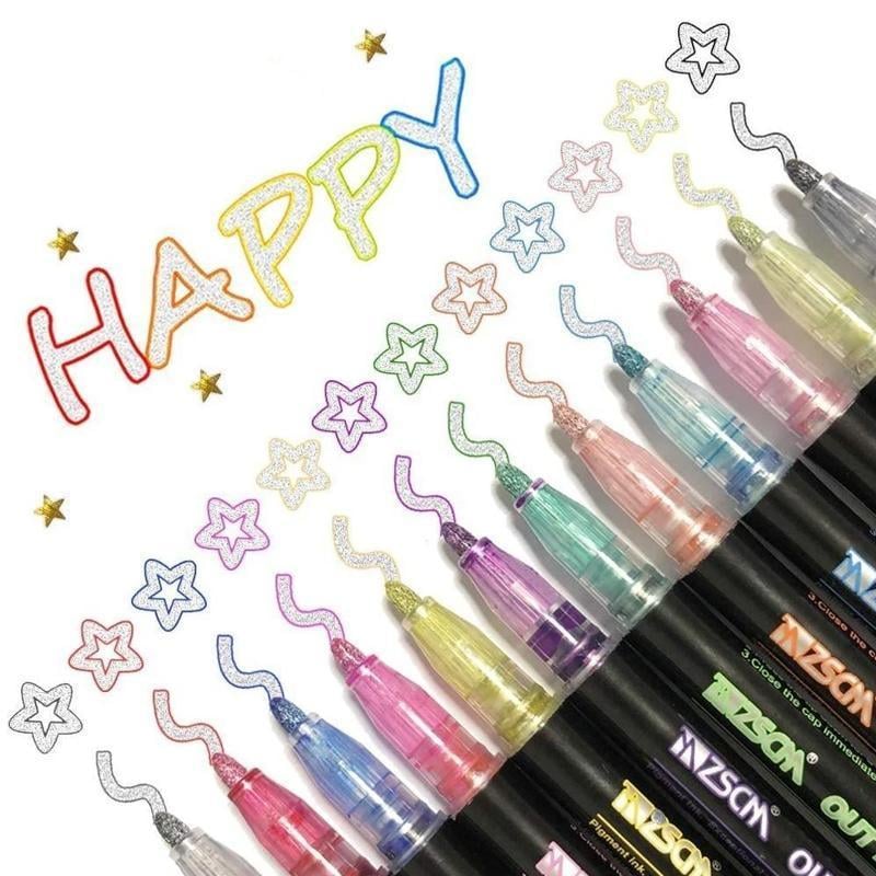Dual-Tip Metallic Art Markers for Kids – Vibrant Colors for Glass, Paper & Acrylic Projects | Thomler