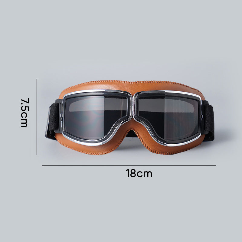Retro Motorcycle Goggles with Adjustable Strap, UV Protection & Impact-Resistant Polycarbonate Lens for Riding, Cycling & Outdoor Use | Thomler