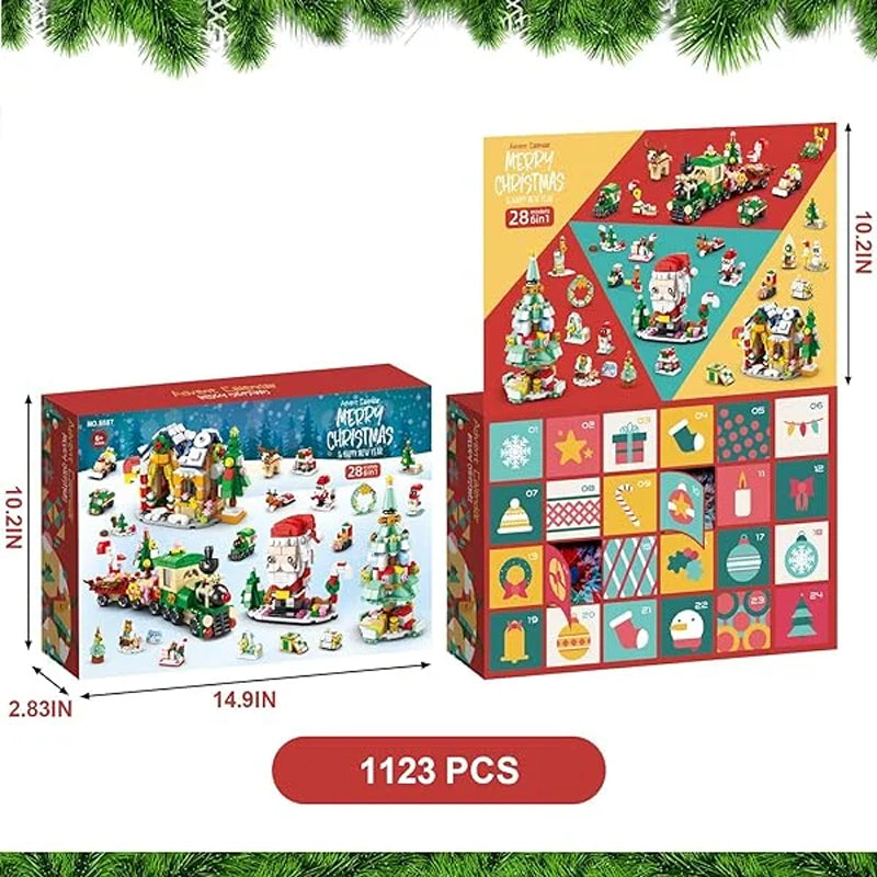 Holiday Countdown Building Block Advent Calendar for Kids 24 Days Creative Construction Surprise Set Daily Holiday Model Activity STEM | Thomler