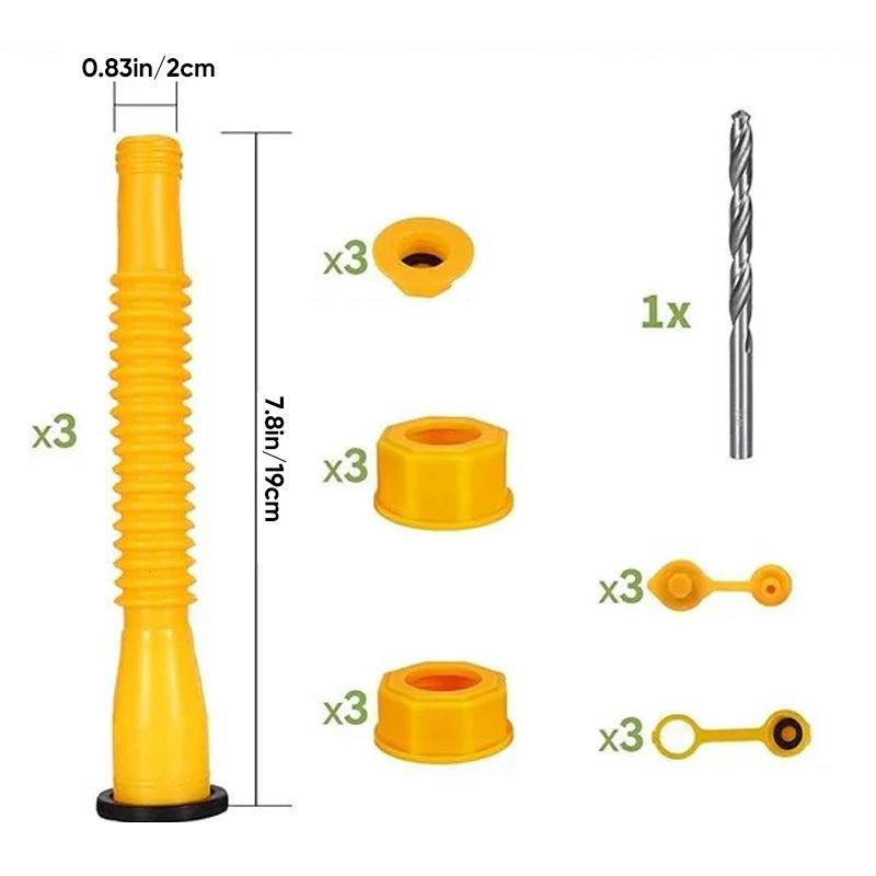 Fuel Container Replacement Spout Kit with Bendable Hose for Gas Cans – Universal Fit Pouring Nozzle Set | Thomler