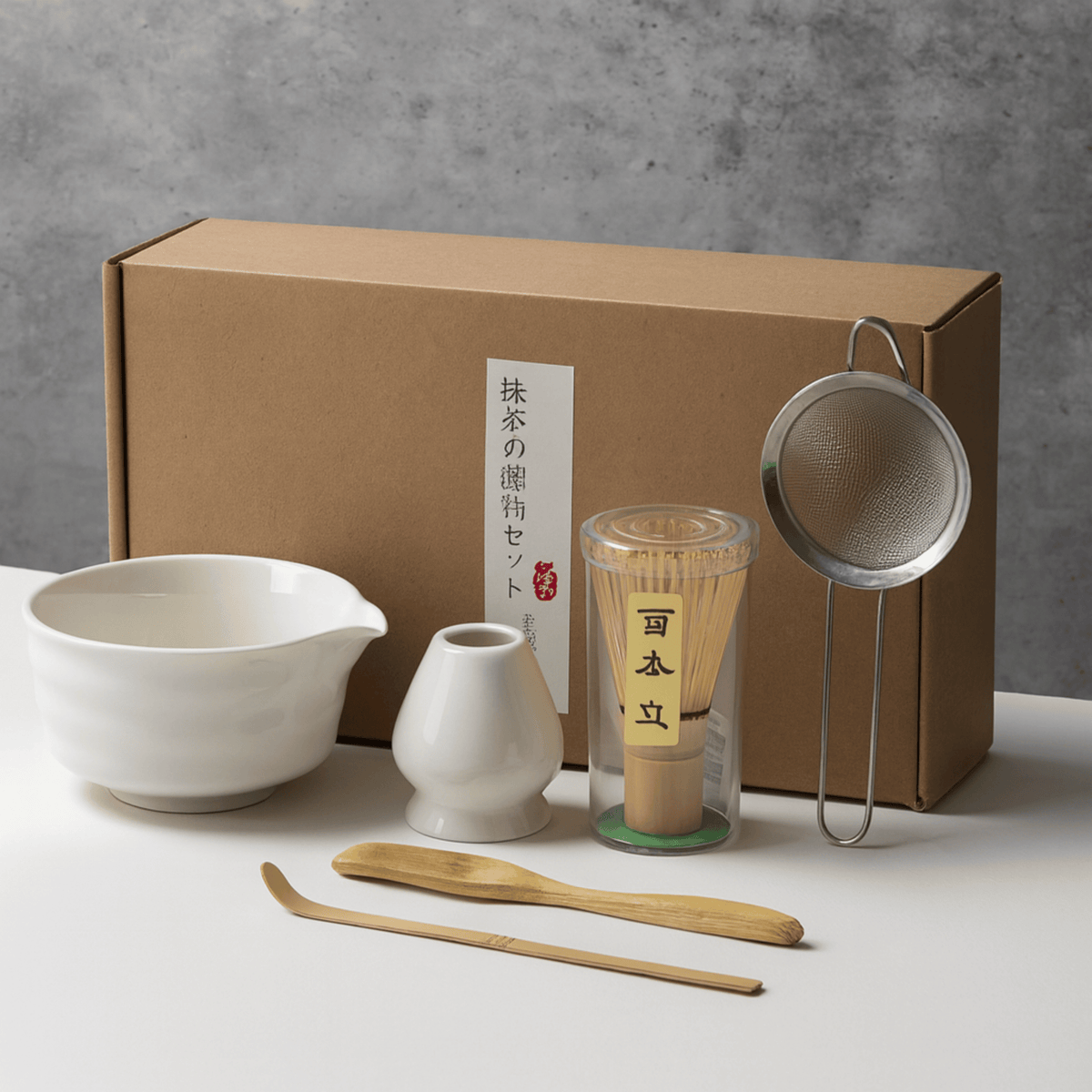 6-Piece Ceremonial Matcha Tool Kit – Ceramic Bowl, Bamboo Whisk, Spoon & Accessories for Authentic Tea Preparation | Thomler