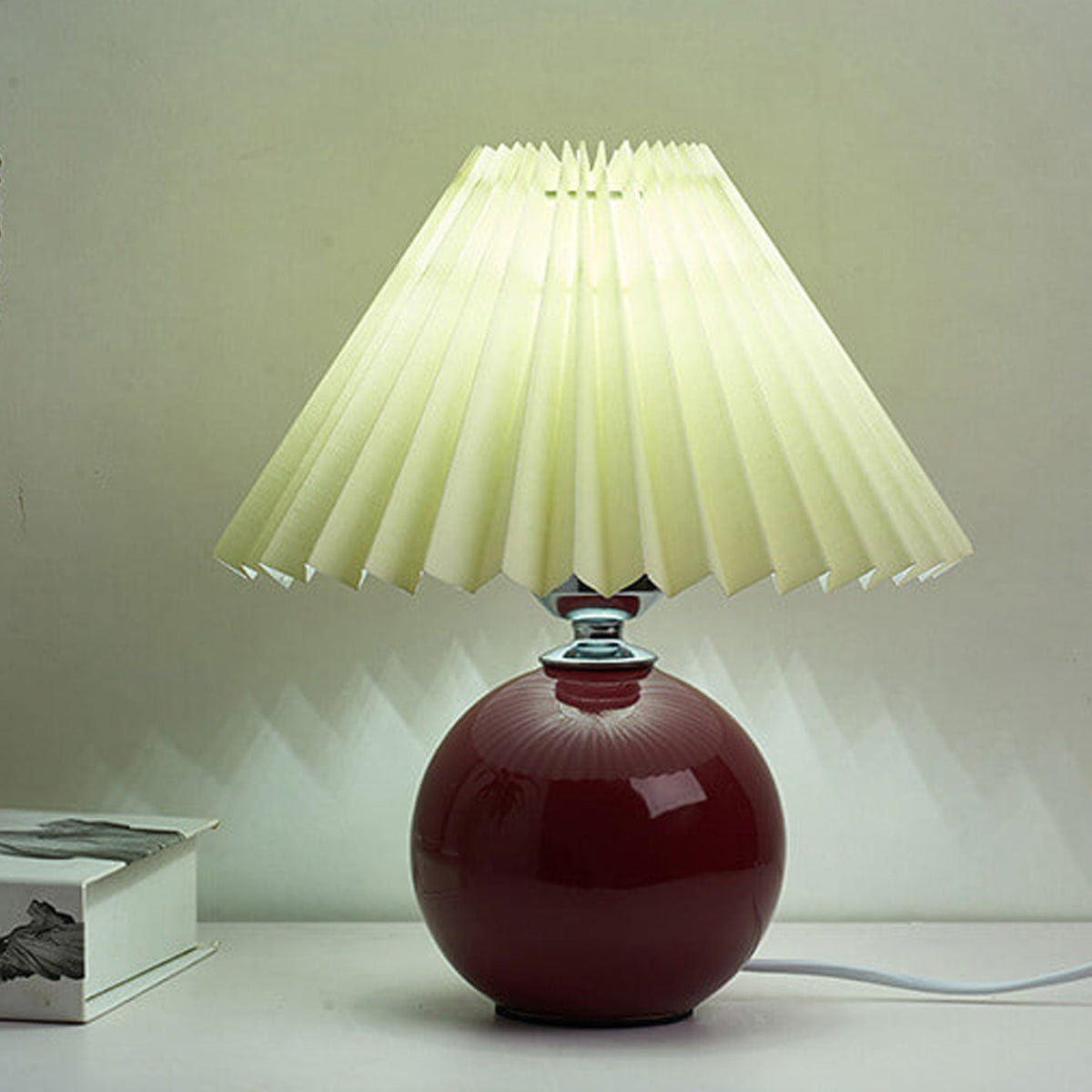 Ceramic Table Lamp with Fabric Shade – Modern Accent Lighting for Bedroom, Living Room & Home Office | Thomler
