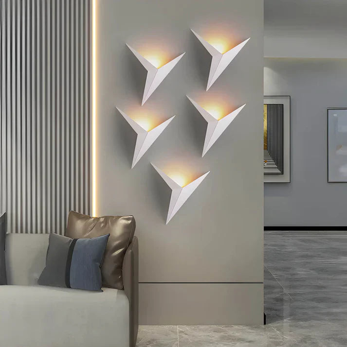 Wall Lamp Iron 20.0 cm Black Bedroom Living Room LED Lighting Origami Design | Thomler