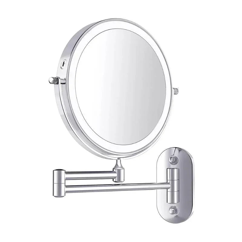 Wall Mirror LED Magnifying Glass 20.0 cm Chrome Adjustable Vanity Bathroom Makeup Mirror | Thomler