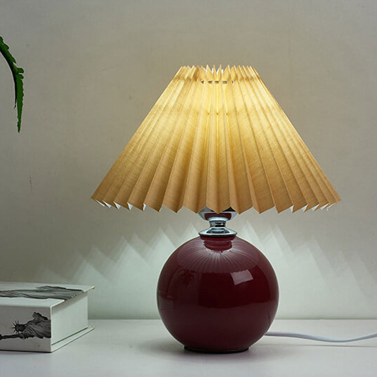 Ceramic Table Lamp with Fabric Shade – Modern Accent Lighting for Bedroom, Living Room & Home Office | Thomler