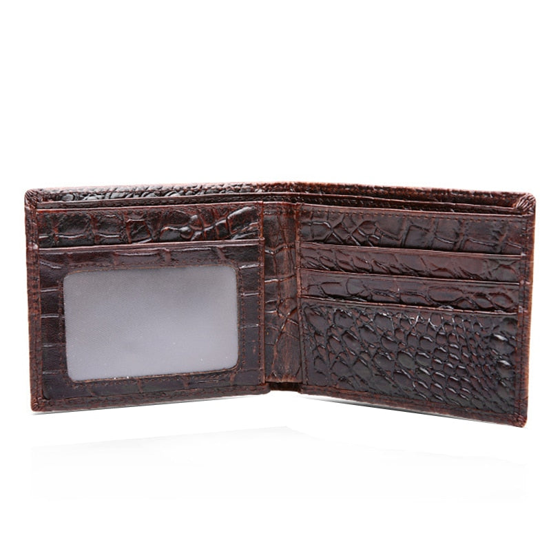 Textured Faux Croc Bifold Wallet for Men – RFID Blocking Leather Card Holder with Cash Compartments | Thomler