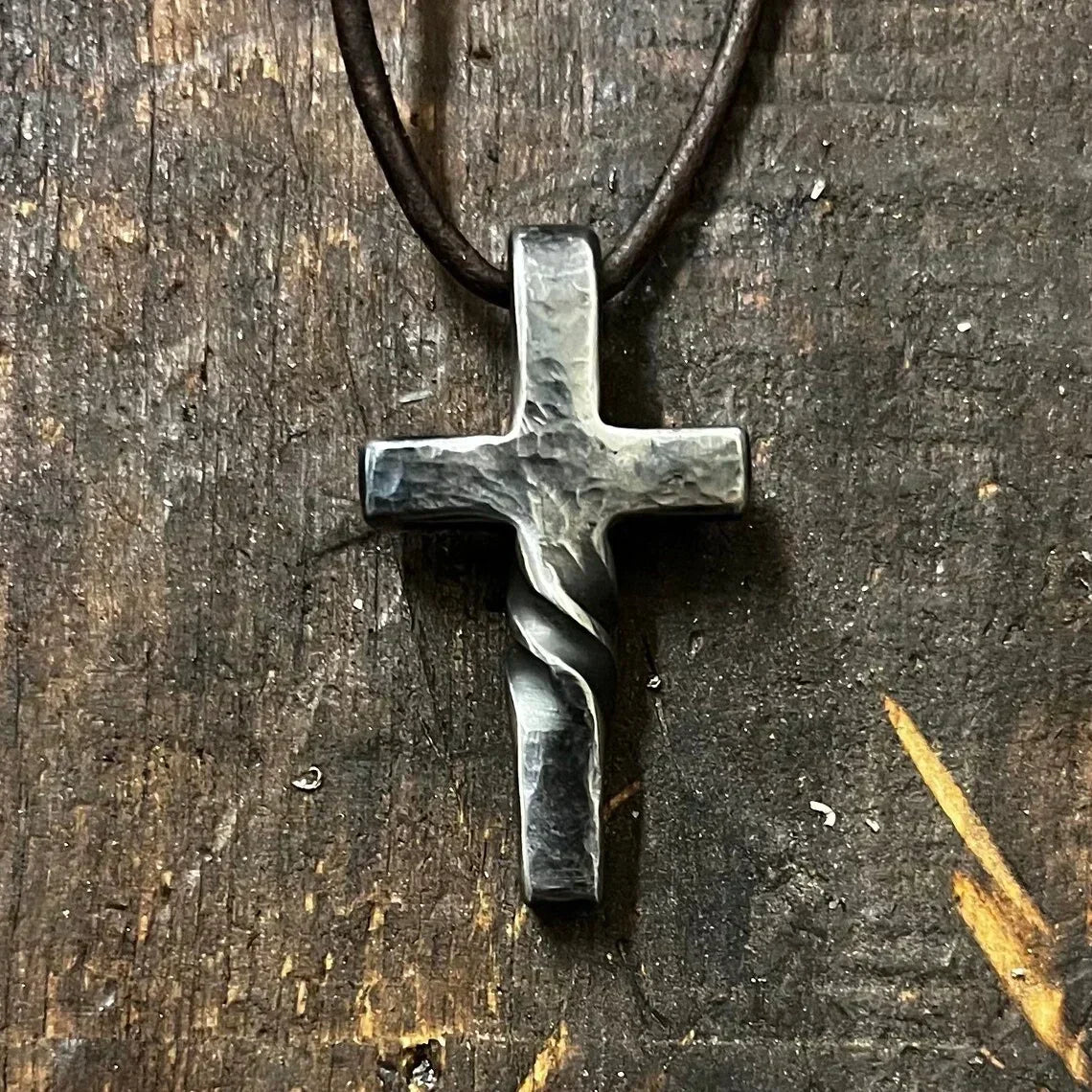 Artisan Cross Pendant Necklace with Adjustable Leather Cord for Men & Women | Handcrafted Religious Jewelry | Faith Gift | Thomler